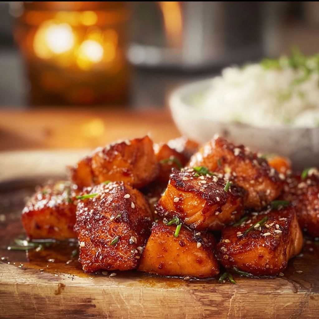 Honey Garlic Salmon Bites