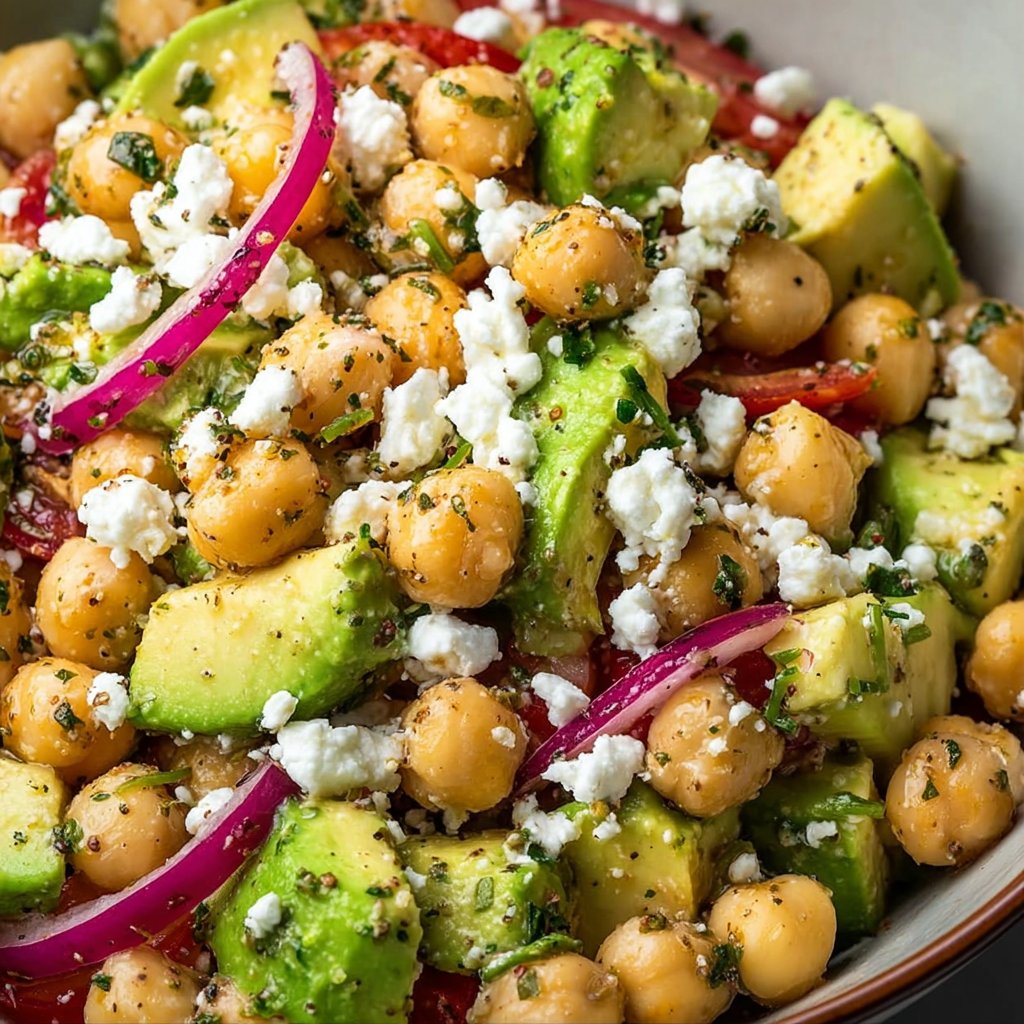 Chickpea Feta Avocado Salad