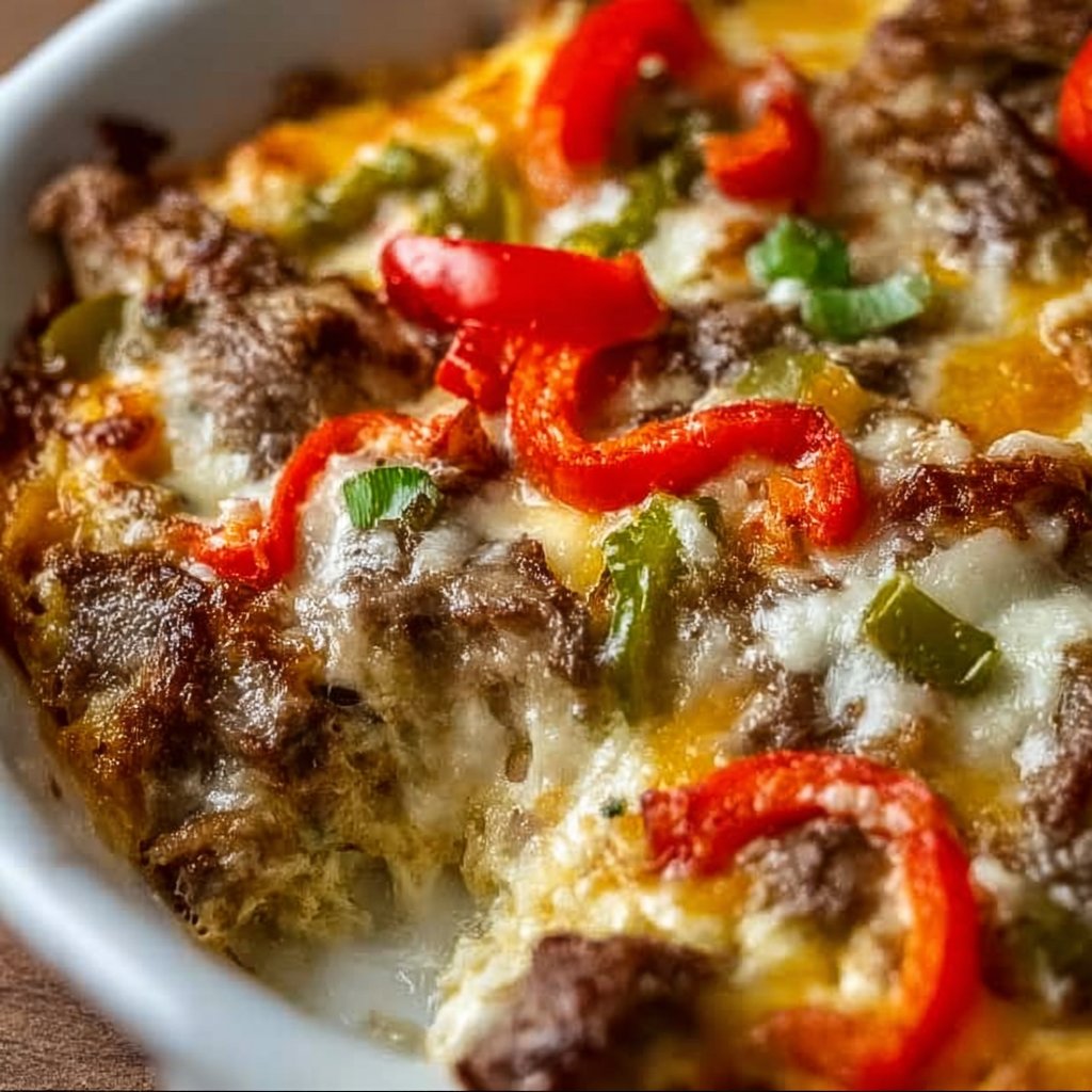 Low Carb Philly Cheesesteak Casserole