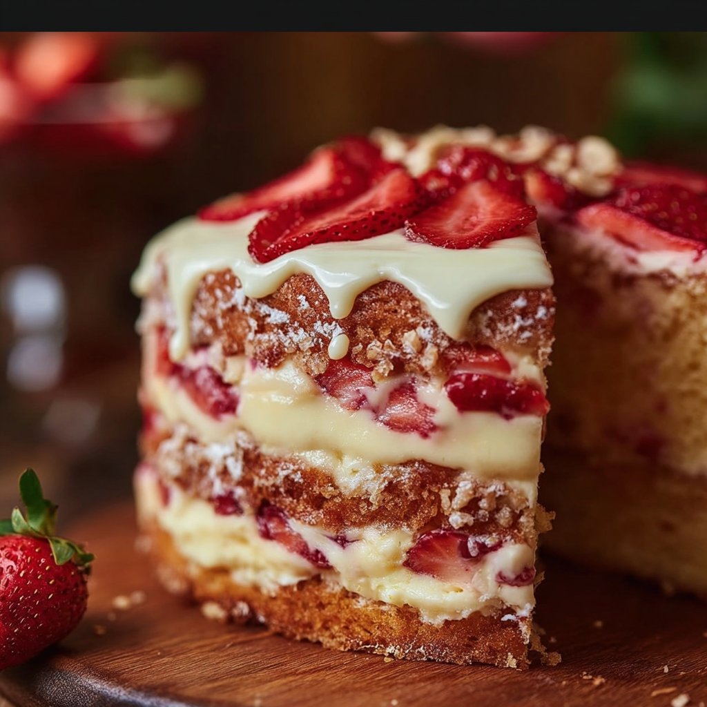 Strawberry Custard Delight Cake