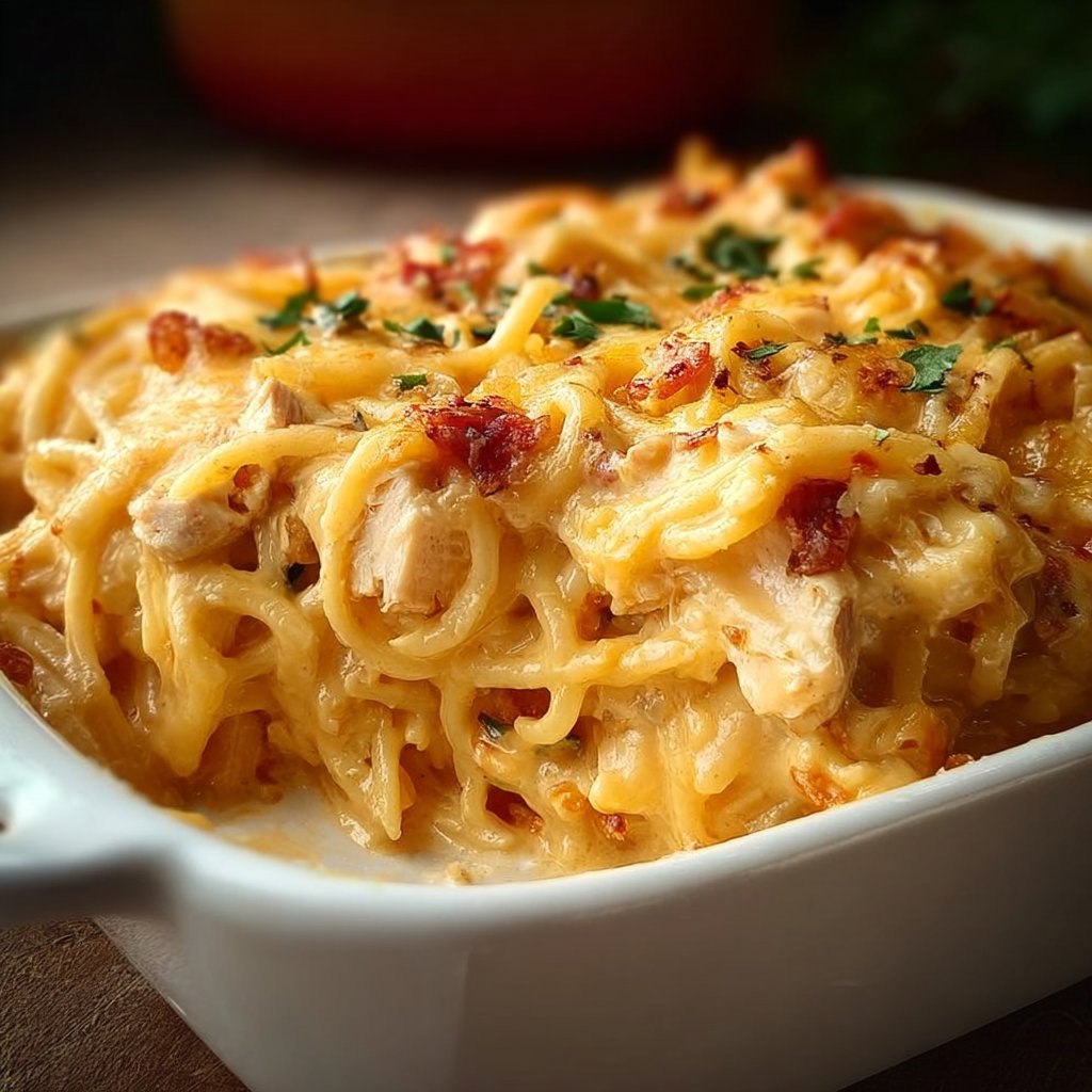 Spicy Southern Cheesy Chicken Spaghetti Casserole