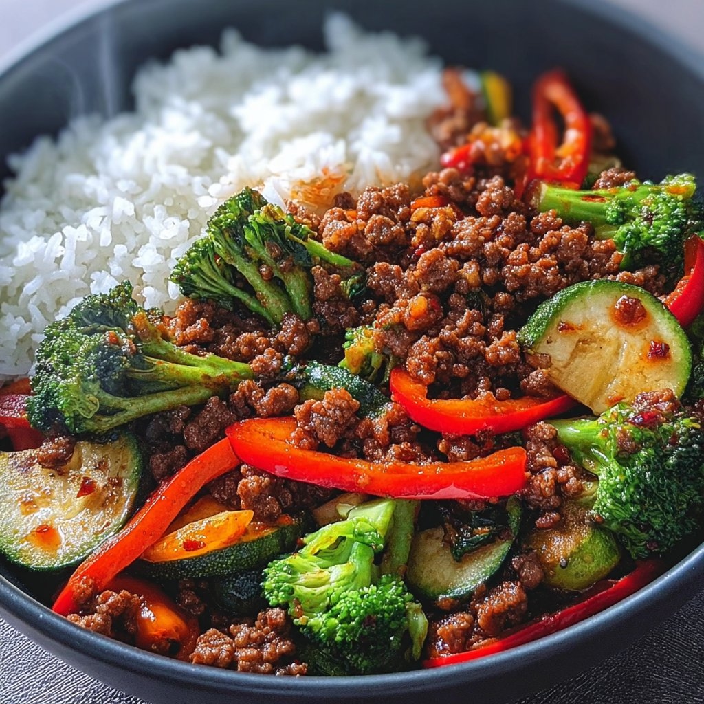 Spicy Ground Beef Stir-Fry Bowl