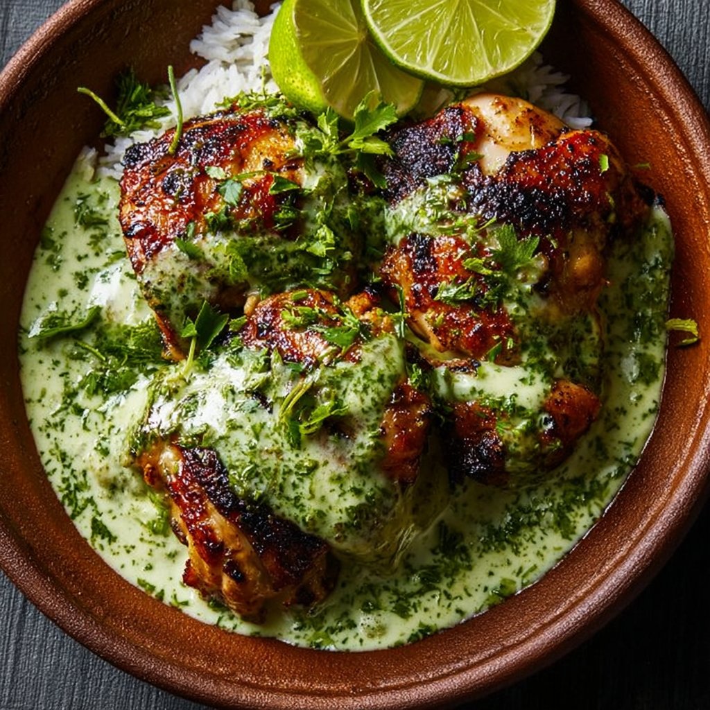Best Peruvian Chicken with Creamy Green Sauce