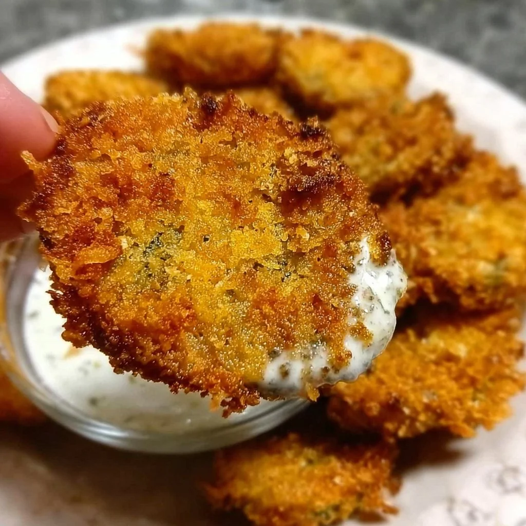 Delicious air-fried pickles served as a crunchy snack