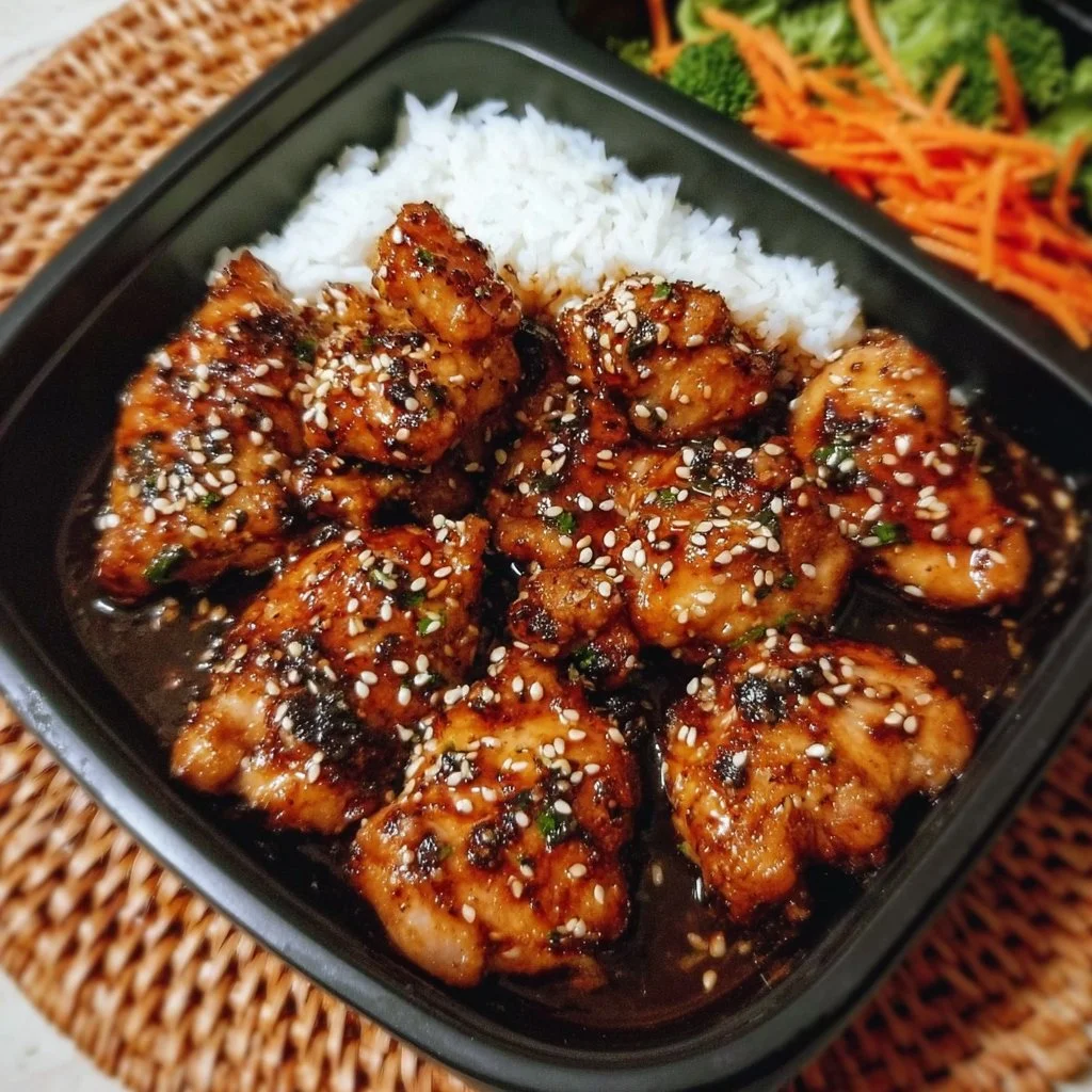 Juicy Air Fryer Teriyaki Chicken garnished with green onions on a plate.
