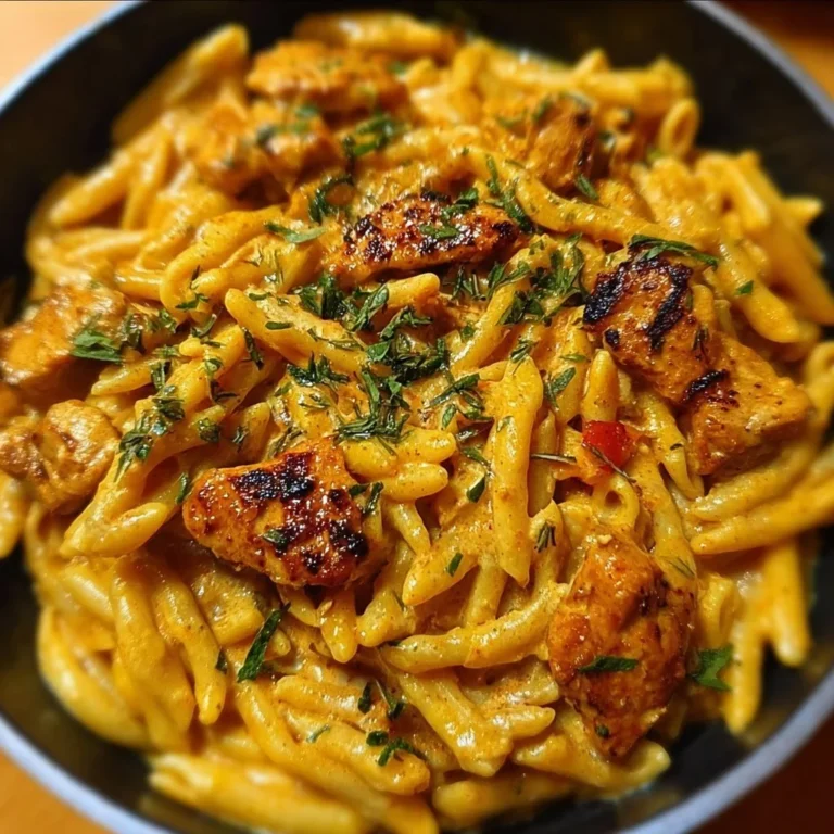 Delicious Cowboy Butter Chicken Pasta served in a bowl