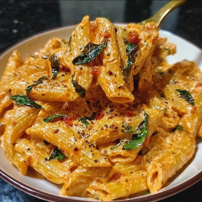 Creamy tomato garlic pasta served in a bowl with fresh ingredients.