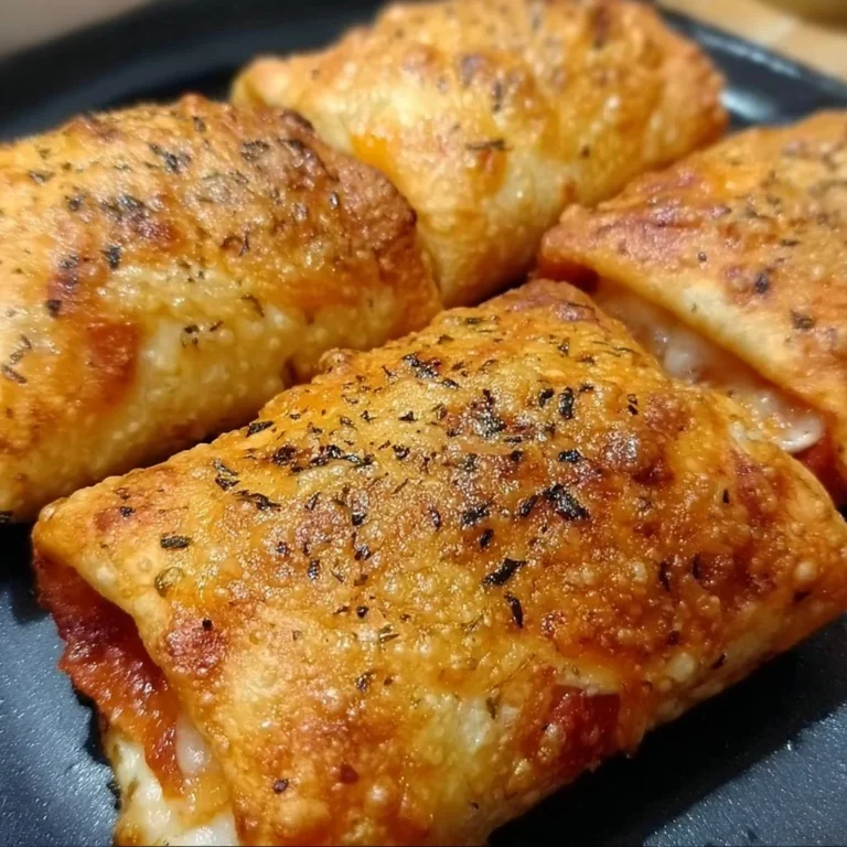 Crispy air fryer pizza rolls ready to be served deliciously.