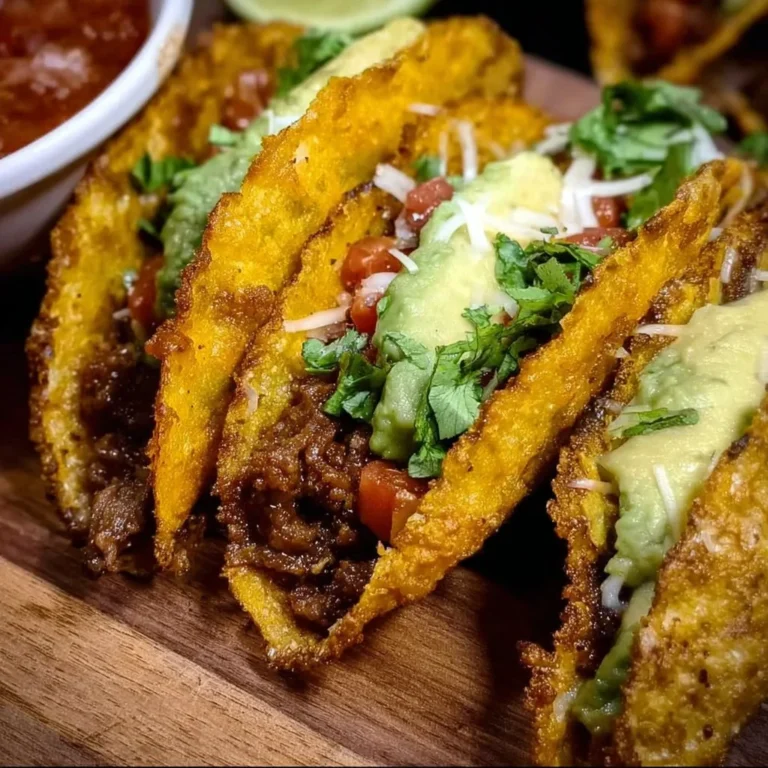 Delicious crispy beef tacos served with fresh toppings