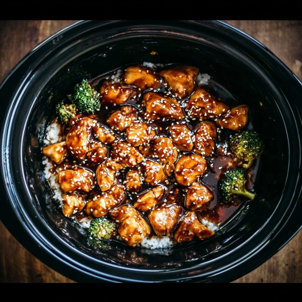 Delicious Dump and Go Crockpot Teriyaki Chicken served with vegetables