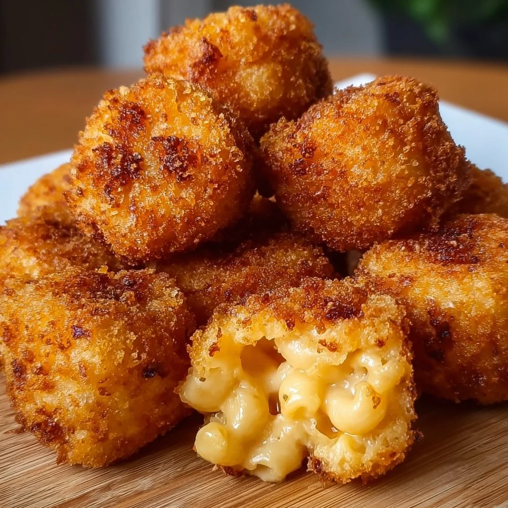 Crispy Fried Mac and Cheese Bites served on a plate