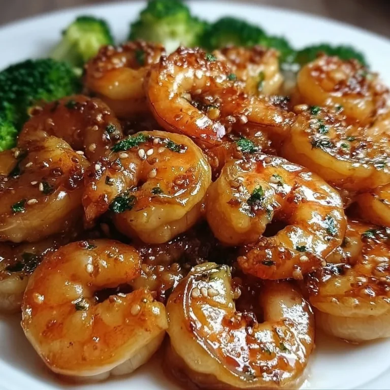 High-protein honey garlic shrimp served on a plate with vegetables