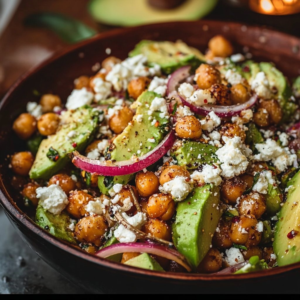 Chickpea Feta Avocado Salad