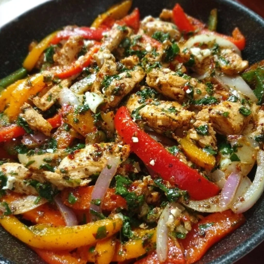 Delicious Mediterranean Chicken Stir Fry with colorful vegetables