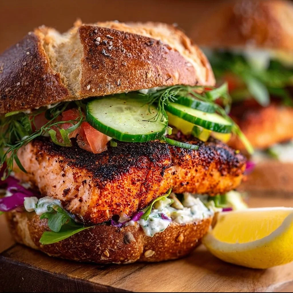 Blackened Salmon Sandwich Cajun