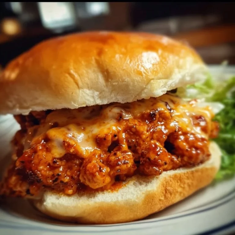 Cajun Chicken Sloppy Joes with toppings on a serving plate
