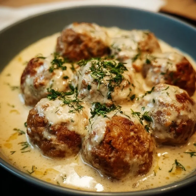 Delicious creamy meatballs served in a rich sauce