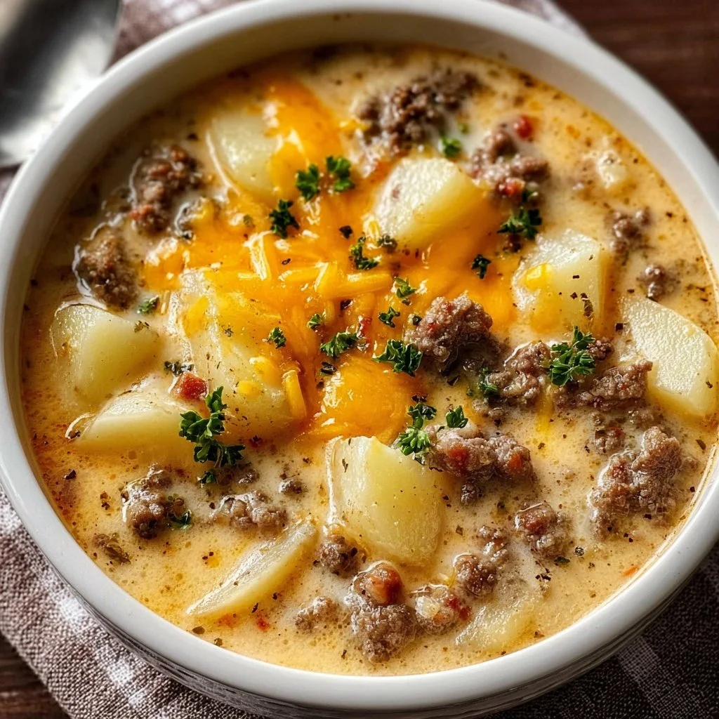 Cheesy Hamburger Potato Soup