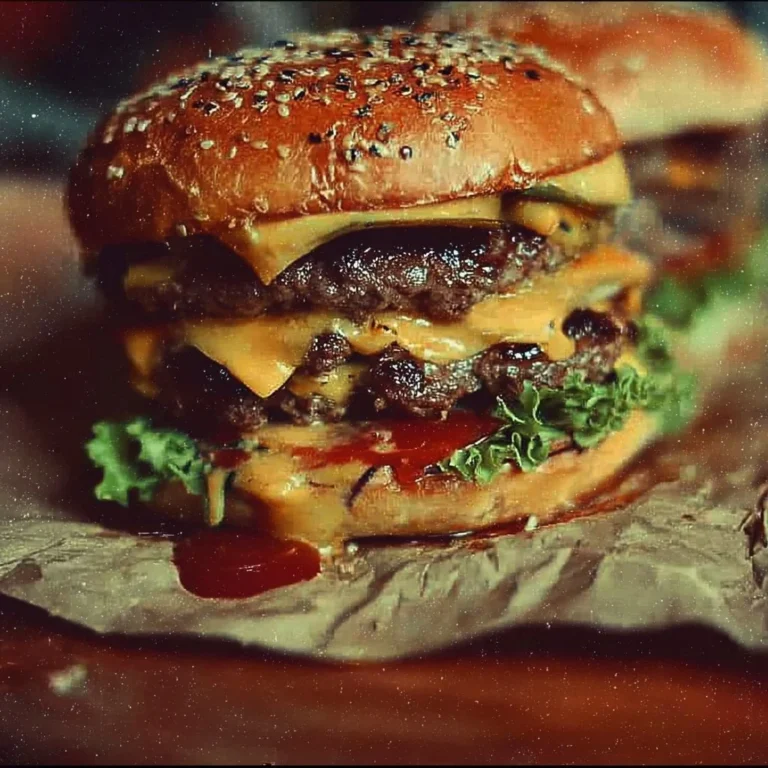 Delicious Crack Burgers stacked high with toppings on a wooden platter