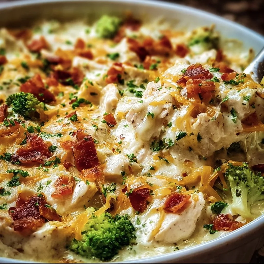Creamy low carb chicken casserole with vegetables and cheese