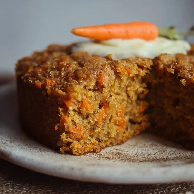 Delicious flourless oatmeal carrot cake topped with cream and nuts.