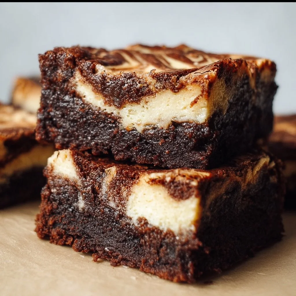 Delicious homemade gluten-free cheesecake brownies on a plate.