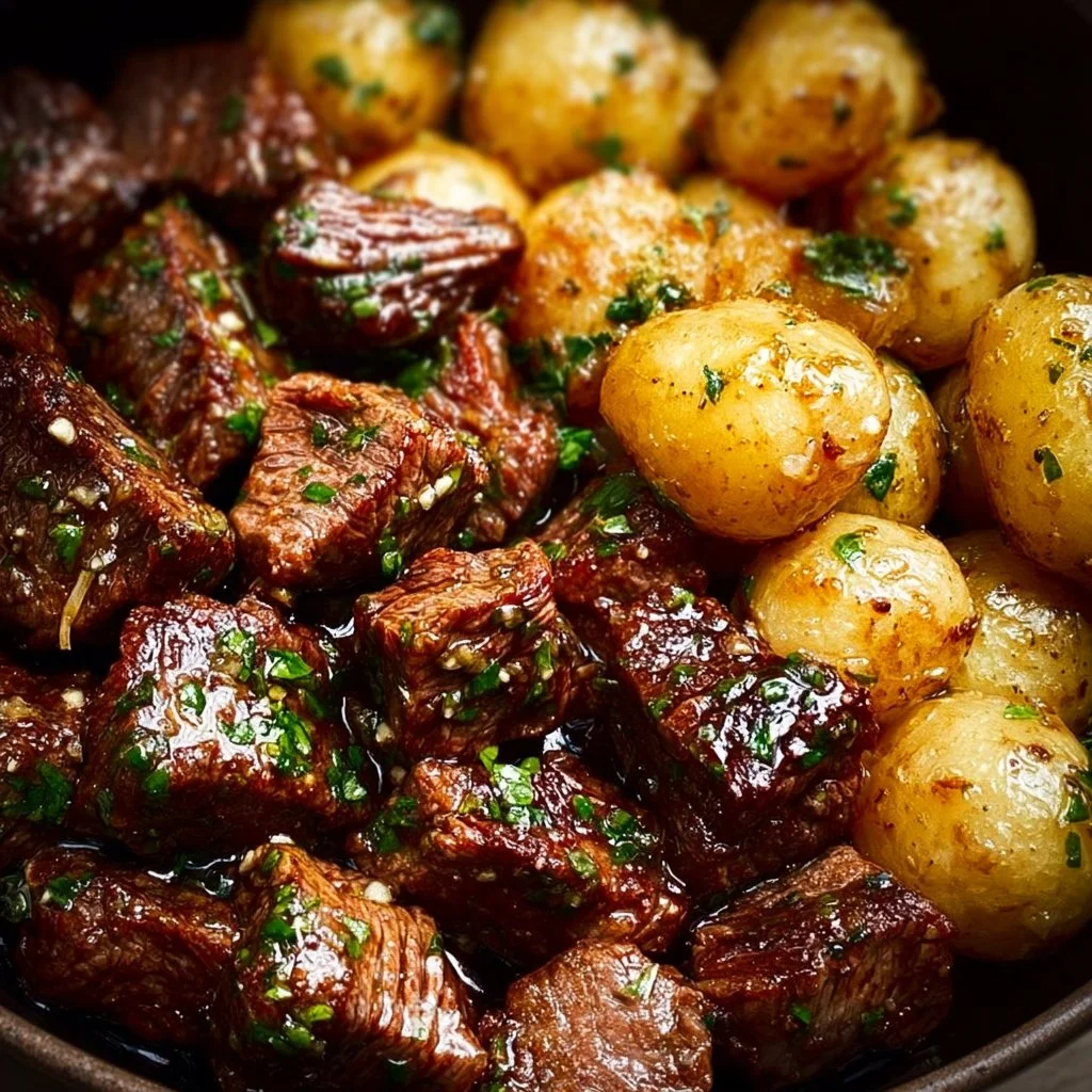 Garlic Butter Beef Bites with Potatoes