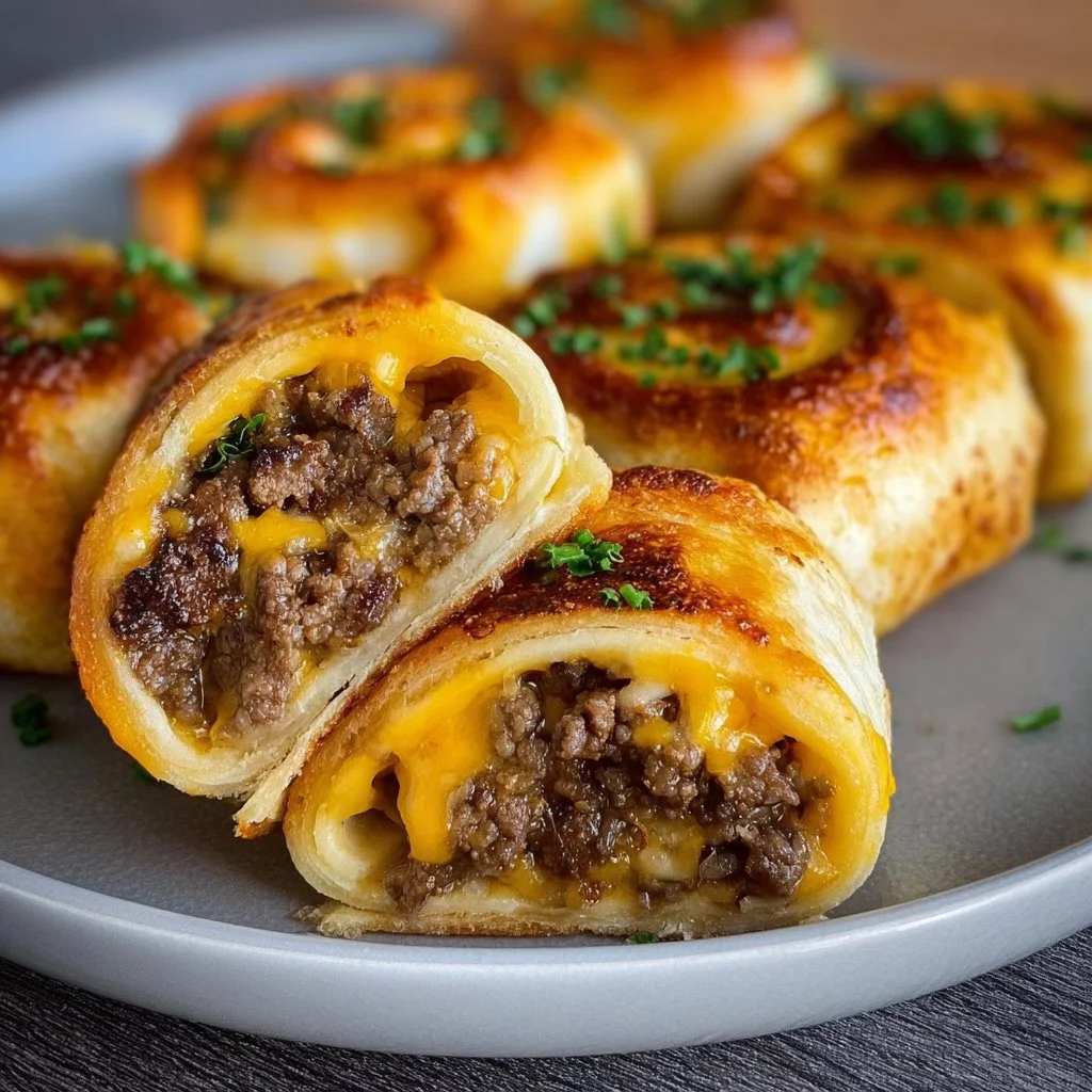Garlic Butter Beef Cheeseburger Rollups