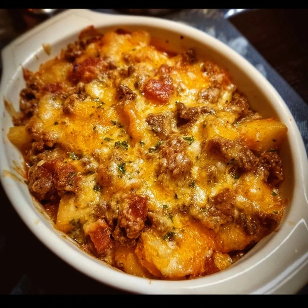 Delicious hobo casserole dish packed with hearty ingredients.