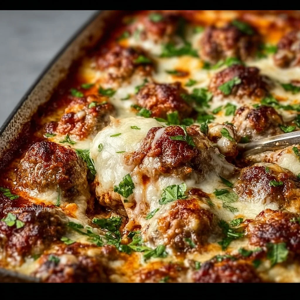 Irresistible Keto Meatball Parmesan Casserole