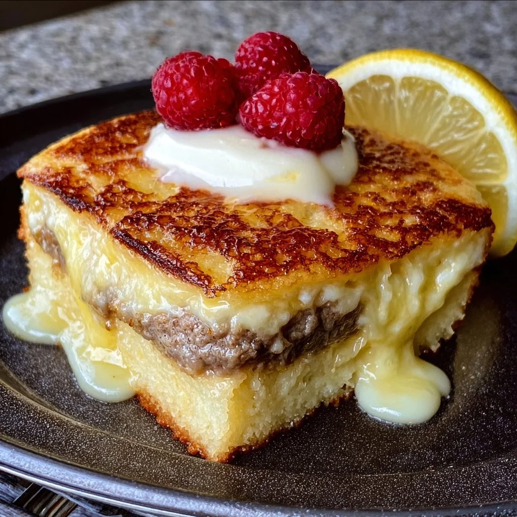 Lemon Cream Cheese Dump Cake topped with lemon zest and cream cheese frosting.