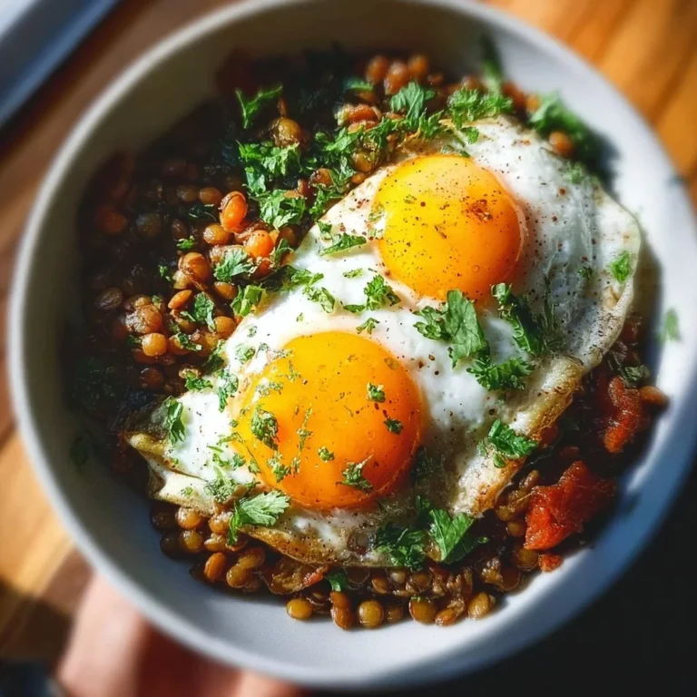 Savory lentil breakfast bowl with vegetables and spices
