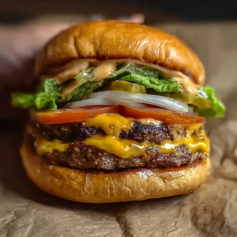 Delicious homemade Smash Burger with crispy edges and fresh toppings