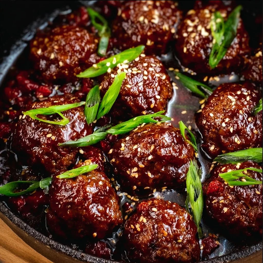 Sticky Mongolian Beef Meatballs