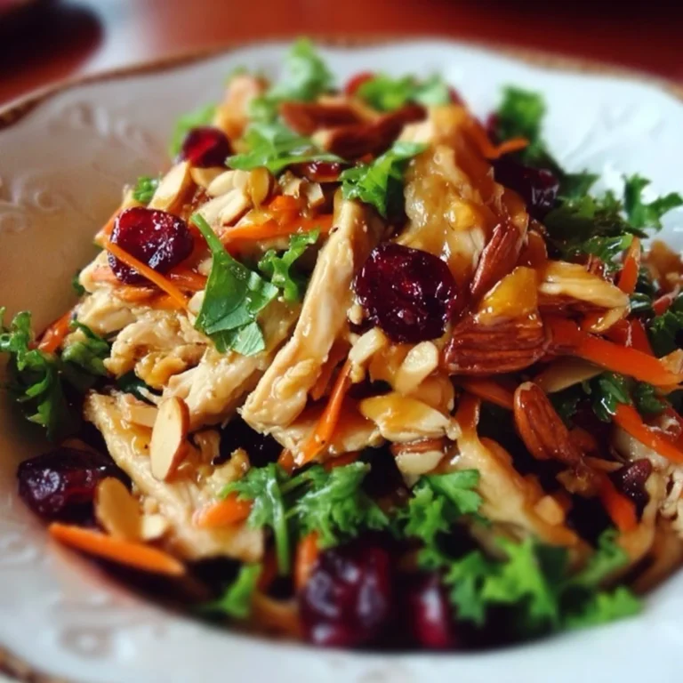 Delicious Asian Chicken Cranberry Salad topped with fresh veggies and dressing.