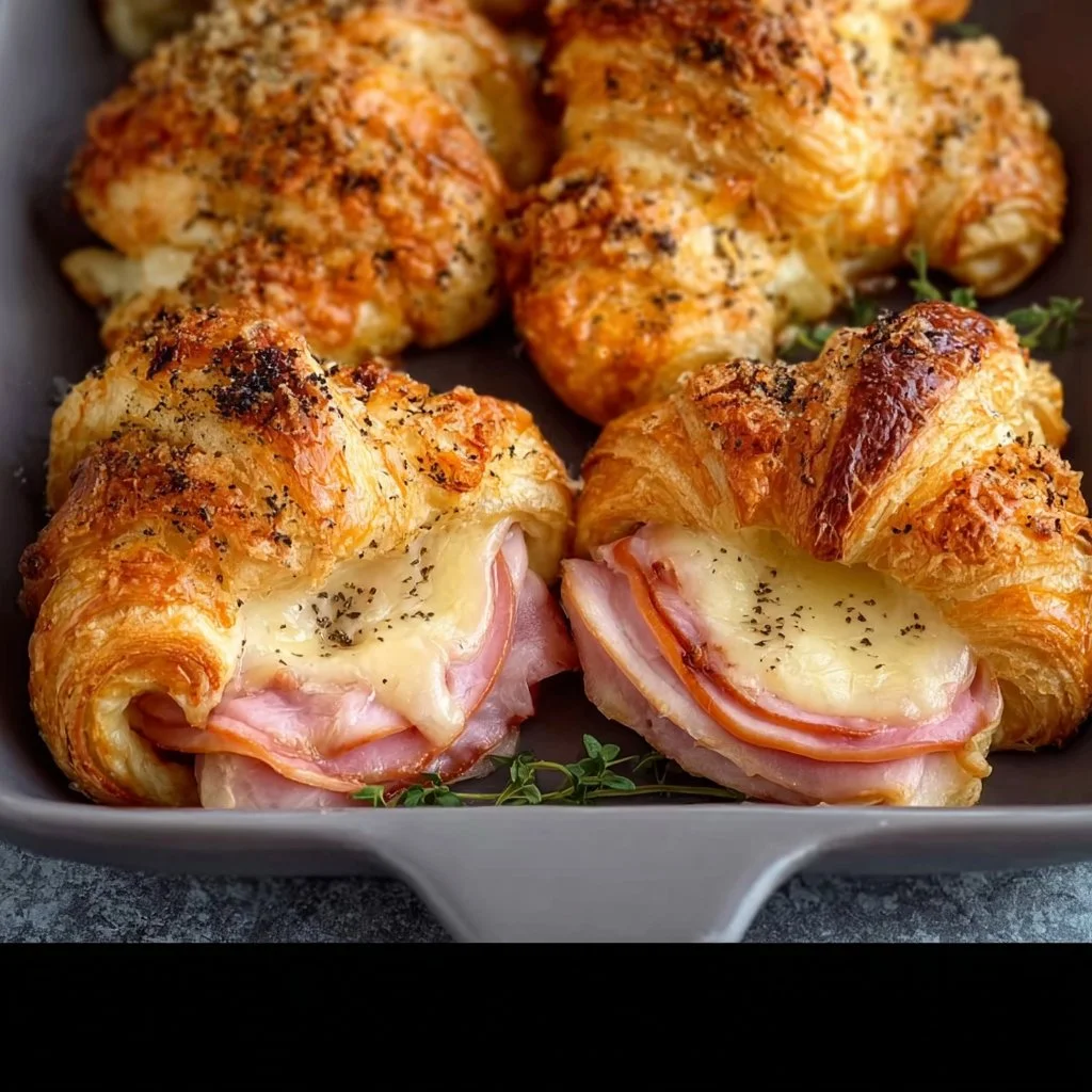 Baked Ham and Cheese Croissants