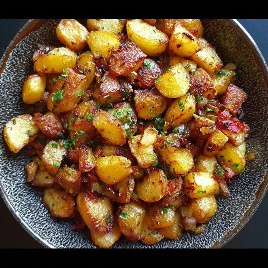 Crispy Bangin' Breakfast Potatoes served with herbs and spices