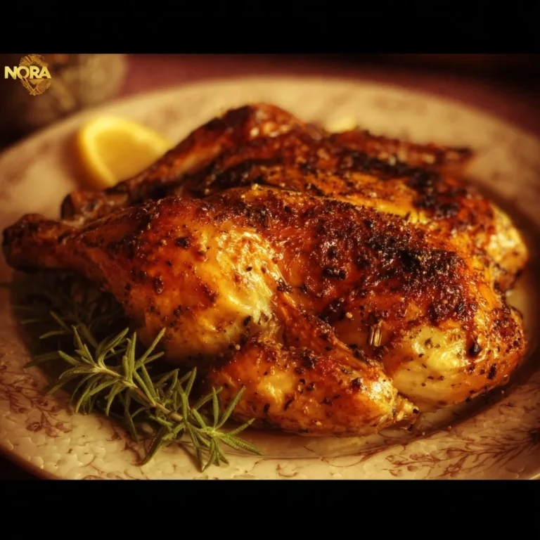 Delicious buttermilk roasted chicken garnished with herbs