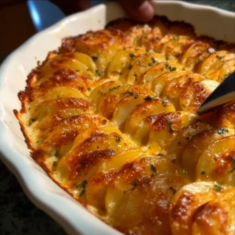 Delicious cheesy easy scalloped potatoes baked to perfection.