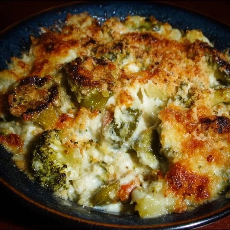 Delicious cheesy vegetable side dish served in a bowl