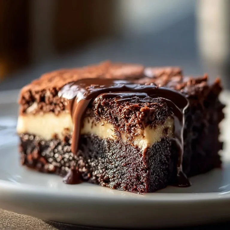 Delicious slice of Chocolate Ooey Gooey Cake with melted chocolate center