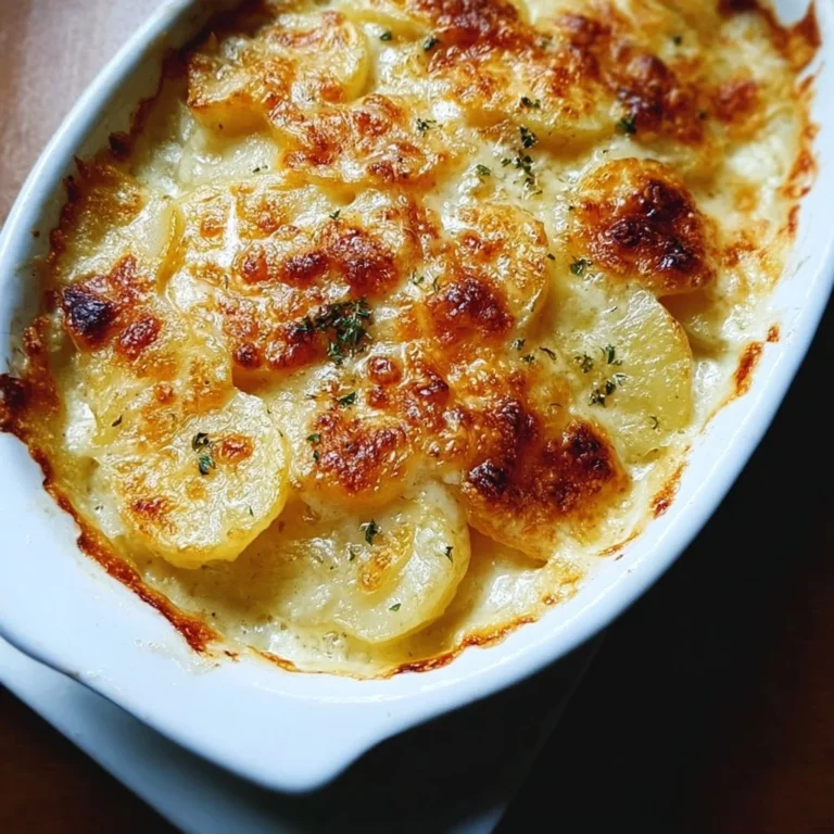 Creamy au gratin potatoes with melted cheese and golden crust