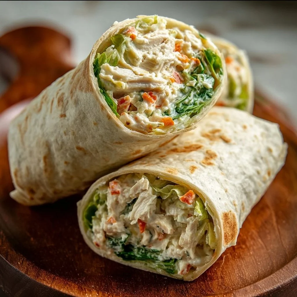Creamy Chicken Salad Wrap with fresh ingredients and herbs
