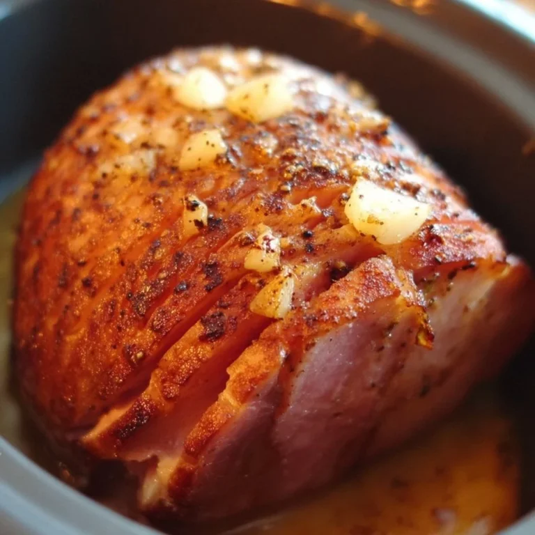 Crock Pot Easter Ham recipe with juicy slices and glazed sweetness