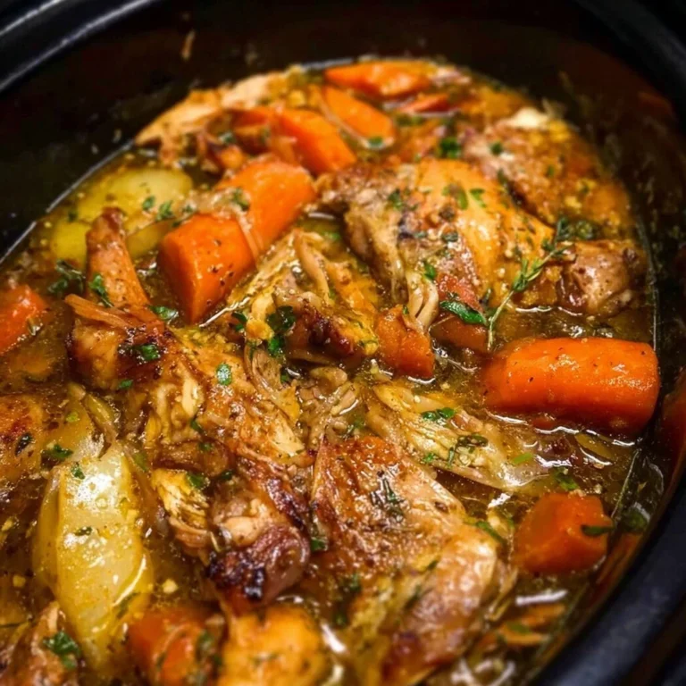 Crockpot chicken thigh pot roast served with vegetables