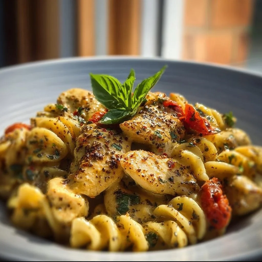 Delicious Dairy Free Marry Me Chicken Pasta served in a bowl.