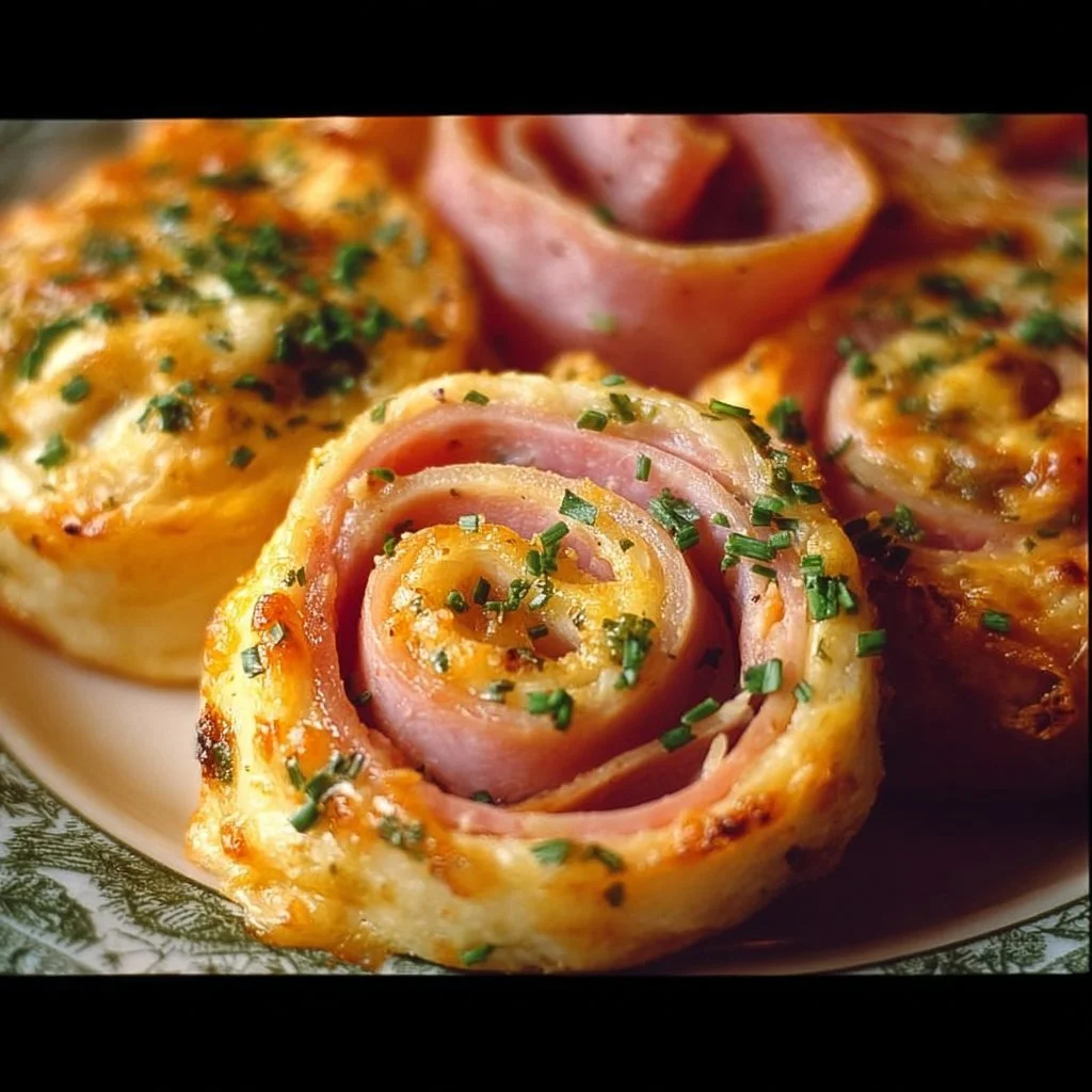 Easter Ham and Cheddar Pinwheels served on a platter for a festive meal