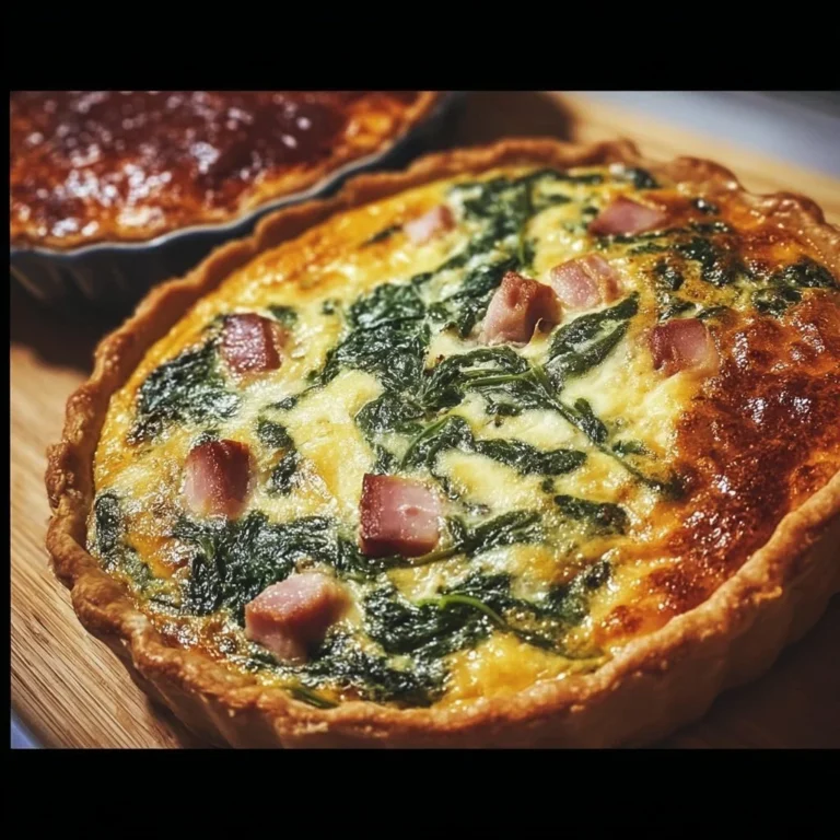 Easter Ham Quiche with spinach, perfect for holiday brunch