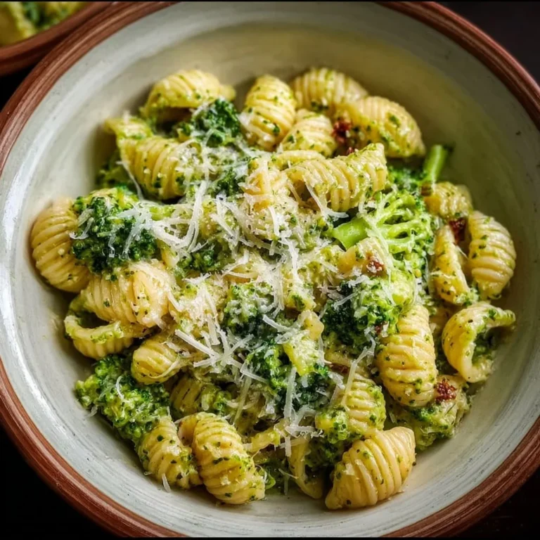 Healthy broccoli pasta dish served in a bowl with fresh ingredients