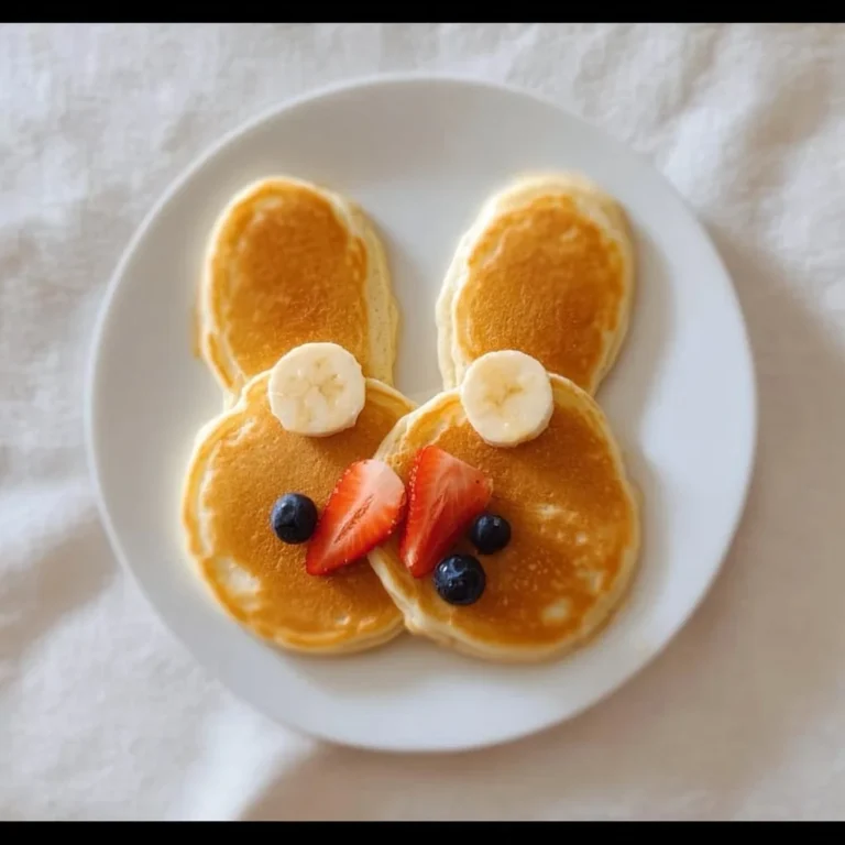 Stack of fluffy pancakes topped with syrup and berries